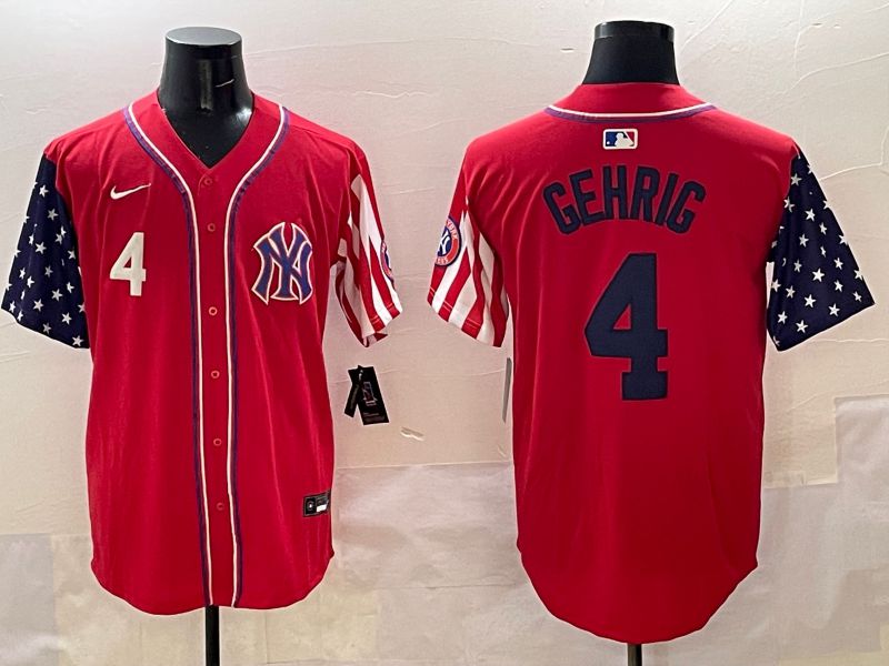 Men New York Yankees #4 Gehrig Red a generation of national flags Jointly Name 2025 Nike MLB Jersey style 2->new york yankees->MLB Jersey
